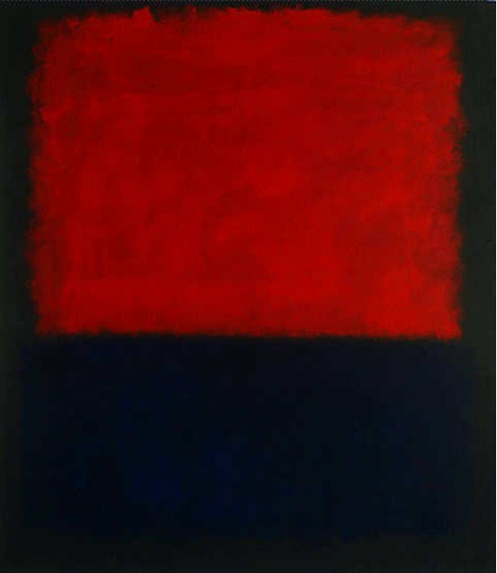 Mark Rothko Red over Dark Blue on Dark Gray